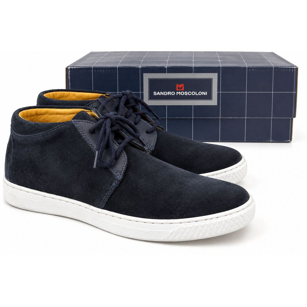 Sandro Moscoloni Trumbo Men’s 8 D Navy Suede Chukka Sneaker Shoes Brazil NWT
